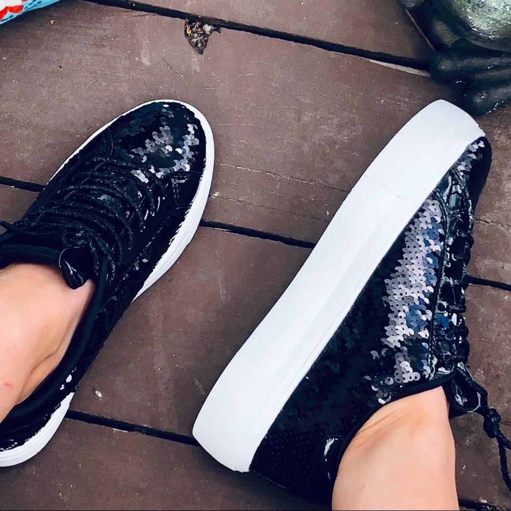 FINAL SALE! Last Sizes!!! Black Sequin Sneakers - Picture 4 of 8